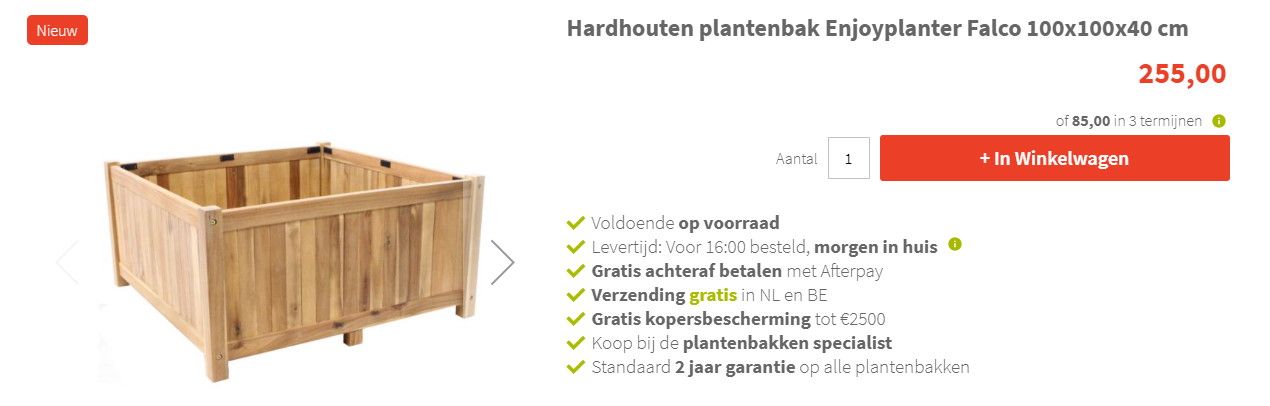 Betaal in 3 termijnen bij Houtenplantenbak.nl